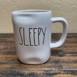 Rae Dunn SLEEPY Mug Artisan Collection by Magenta Beige Coffee Mug Tea Cup